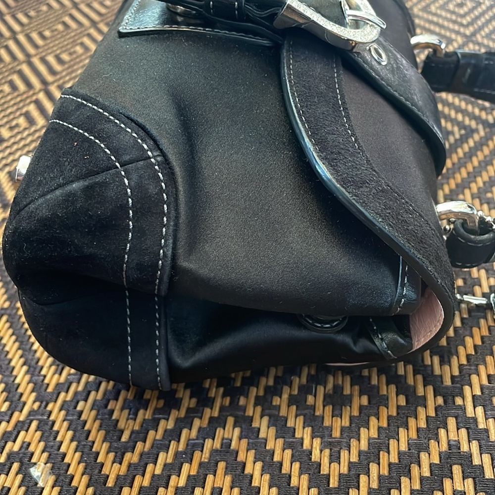 VINTAGE Y2K COACH MADISON SATIN SUEDE RHINESTONE MINI TOP HANDLE 8975 SOHO - Picture 7 of 13